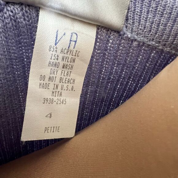 Vintage Mita Skirt Set Sweater Cardigan 4P Purple Knit Matching 2 Piece 80s Midi - Picture 7 of 10